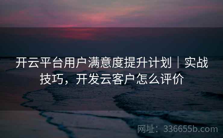 开云平台用户满意度提升计划｜实战技巧，开发云客户怎么评价